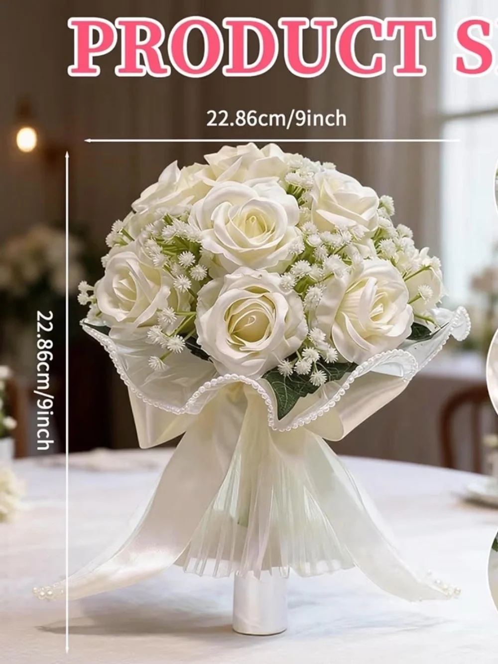 Elegant White Rose Bouquet Wedding Bouquet by